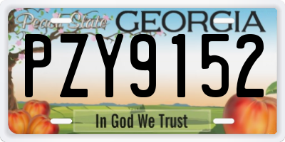 GA license plate PZY9152