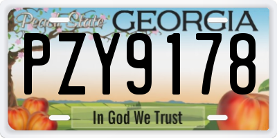 GA license plate PZY9178