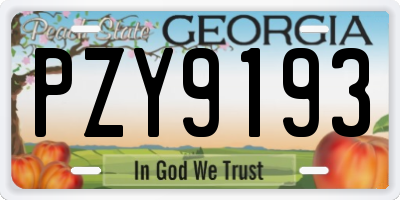 GA license plate PZY9193