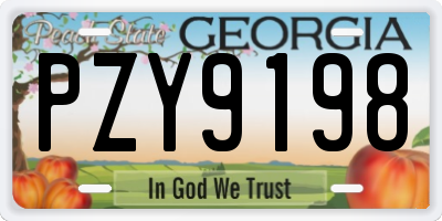 GA license plate PZY9198
