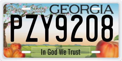 GA license plate PZY9208