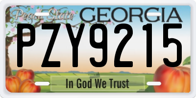 GA license plate PZY9215
