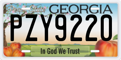 GA license plate PZY9220