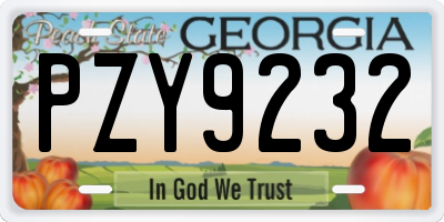 GA license plate PZY9232