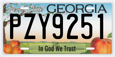 GA license plate PZY9251