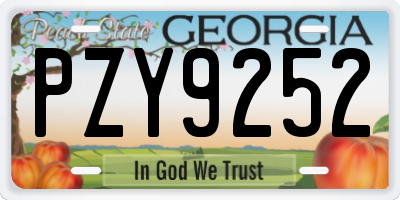GA license plate PZY9252
