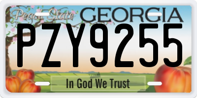 GA license plate PZY9255