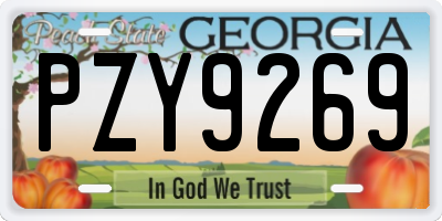 GA license plate PZY9269