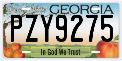 GA license plate PZY9275