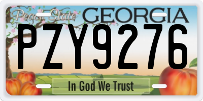 GA license plate PZY9276