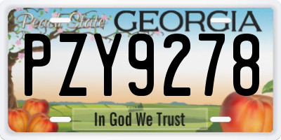 GA license plate PZY9278