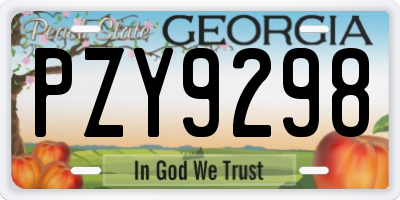 GA license plate PZY9298