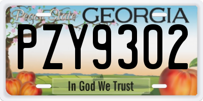 GA license plate PZY9302