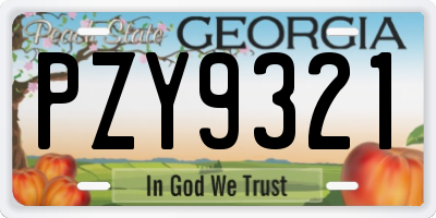 GA license plate PZY9321