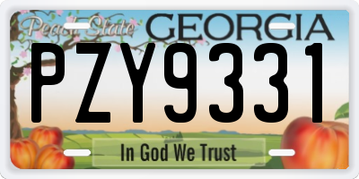 GA license plate PZY9331