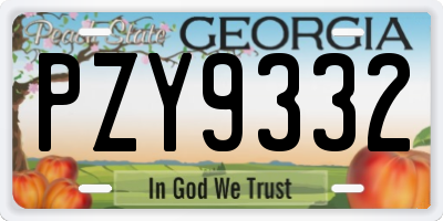 GA license plate PZY9332