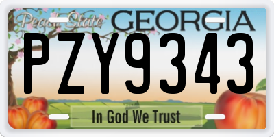 GA license plate PZY9343