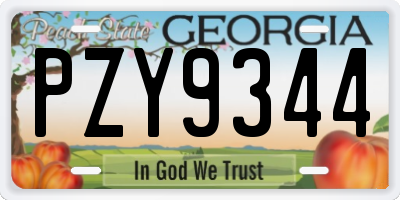 GA license plate PZY9344