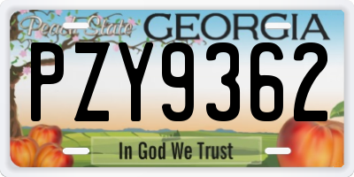 GA license plate PZY9362