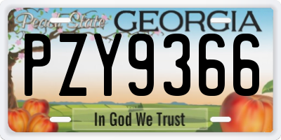 GA license plate PZY9366
