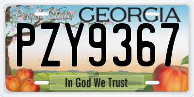 GA license plate PZY9367