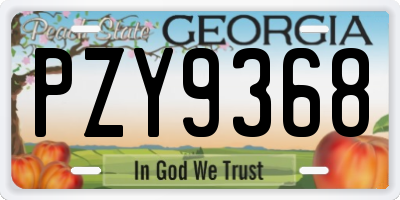 GA license plate PZY9368