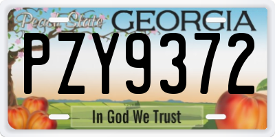 GA license plate PZY9372