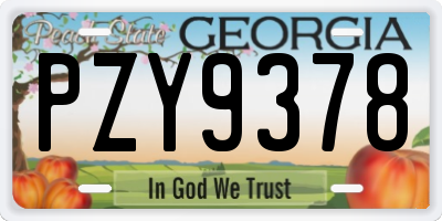 GA license plate PZY9378