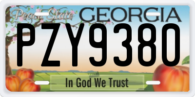 GA license plate PZY9380