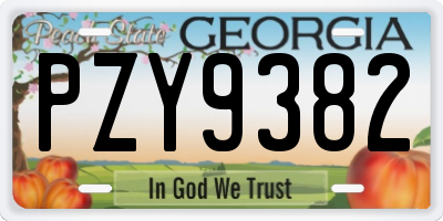 GA license plate PZY9382