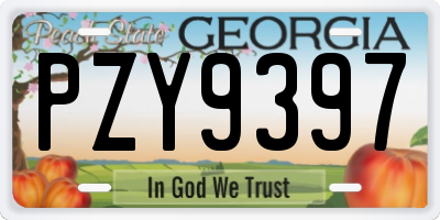 GA license plate PZY9397