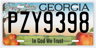 GA license plate PZY9398