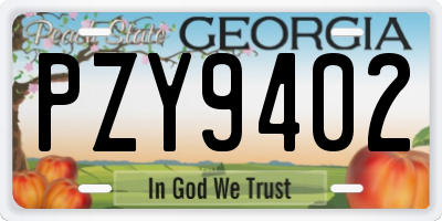 GA license plate PZY9402
