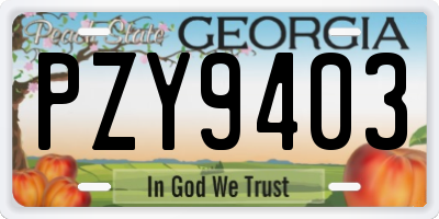 GA license plate PZY9403