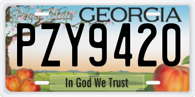 GA license plate PZY9420