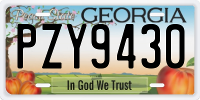 GA license plate PZY9430
