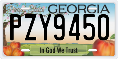 GA license plate PZY9450