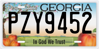 GA license plate PZY9452