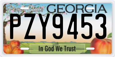 GA license plate PZY9453