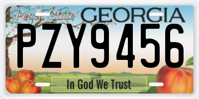 GA license plate PZY9456