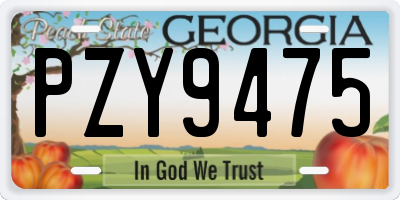 GA license plate PZY9475