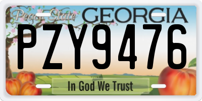GA license plate PZY9476
