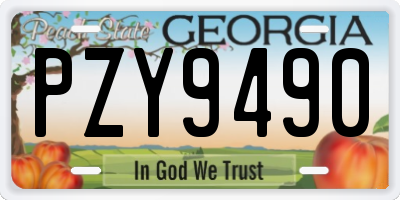 GA license plate PZY9490
