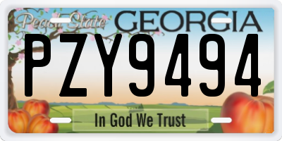 GA license plate PZY9494