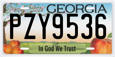 GA license plate PZY9536