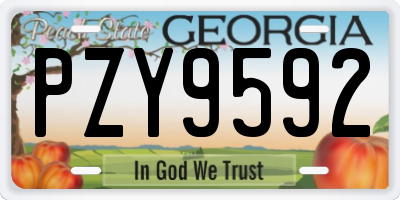 GA license plate PZY9592