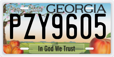 GA license plate PZY9605