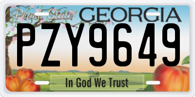 GA license plate PZY9649