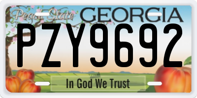 GA license plate PZY9692