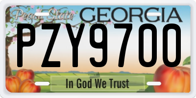 GA license plate PZY9700